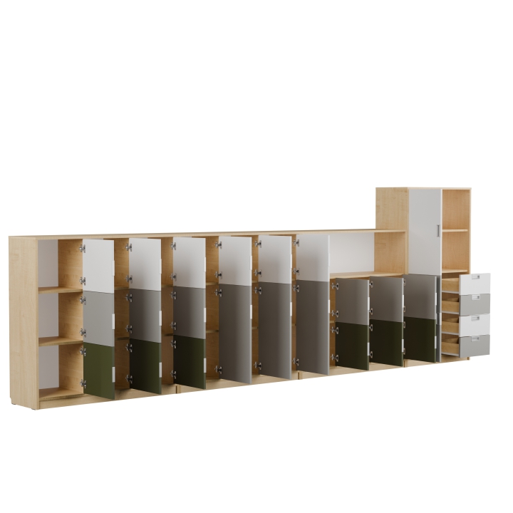 Zestaw regałów przedszkolnych KOLOROWE SKRYTKI PLUS KSP6