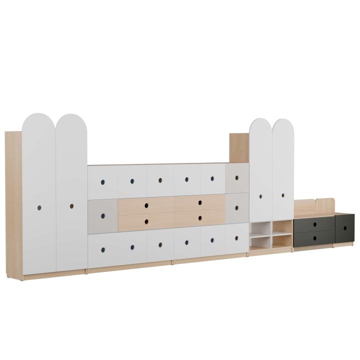 Zestaw regałów szkolnych Okrągłe 4, meble szkolne i przedszkolne