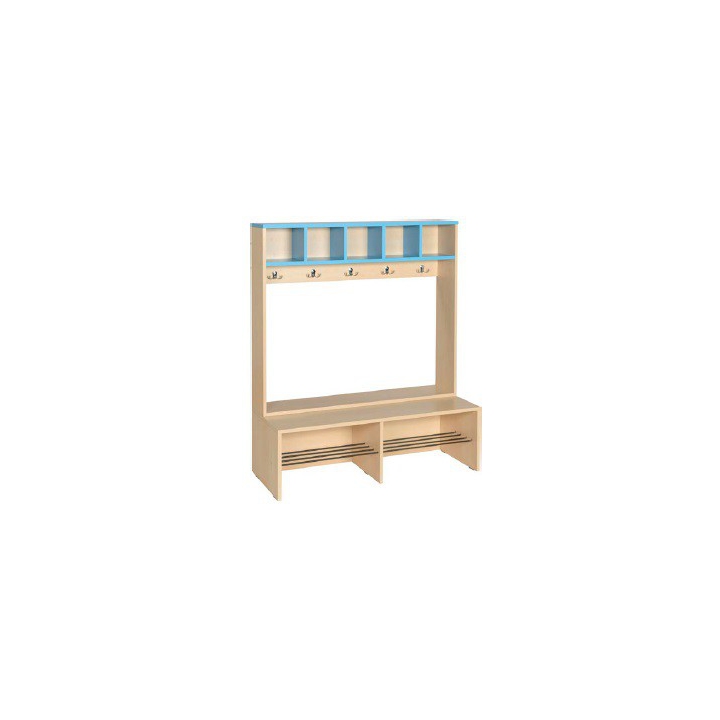 Szatnia Przedszkolak BP5 dla 5 osób, wyposażona w ławkę, półki, wieszaki