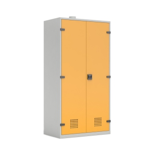 Szafa warsztatowa na chemikalia z wanną ociekową, półkami i króćcem przyłączeniowym