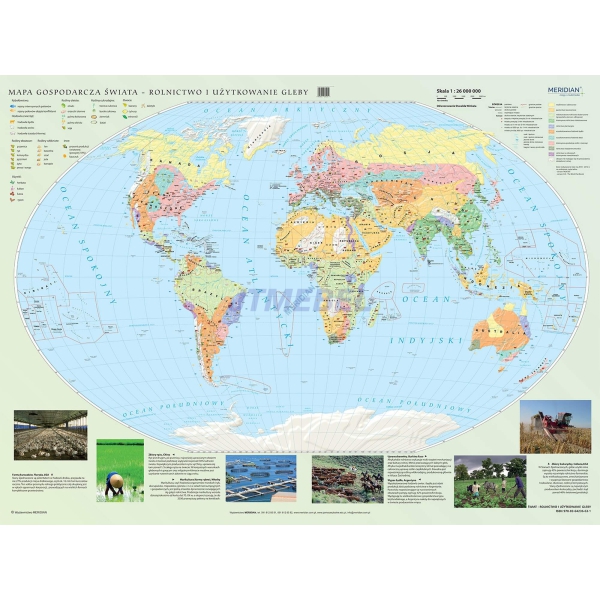 Mapa gospodarcza świata - rolnictwo i użytkowanie gleby (2021) - mapa ścienna