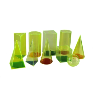 Bryły 15 cm - przezroczyste z podstawami, 10 szt. | Pomoce dydaktyczne do pracowni matematycznej