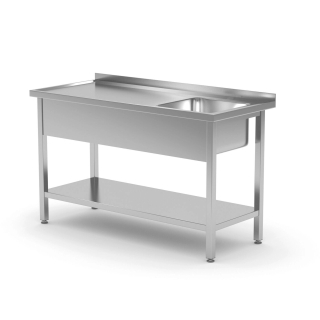 Stół ze zlewem po prawej stronie z półką