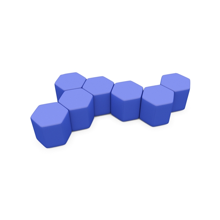 Pufa Tomi, sześciokątne siedzisko w trzech rozmiarach