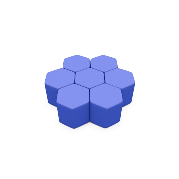 Pufa Tomi, sześciokątne siedzisko w trzech rozmiarach